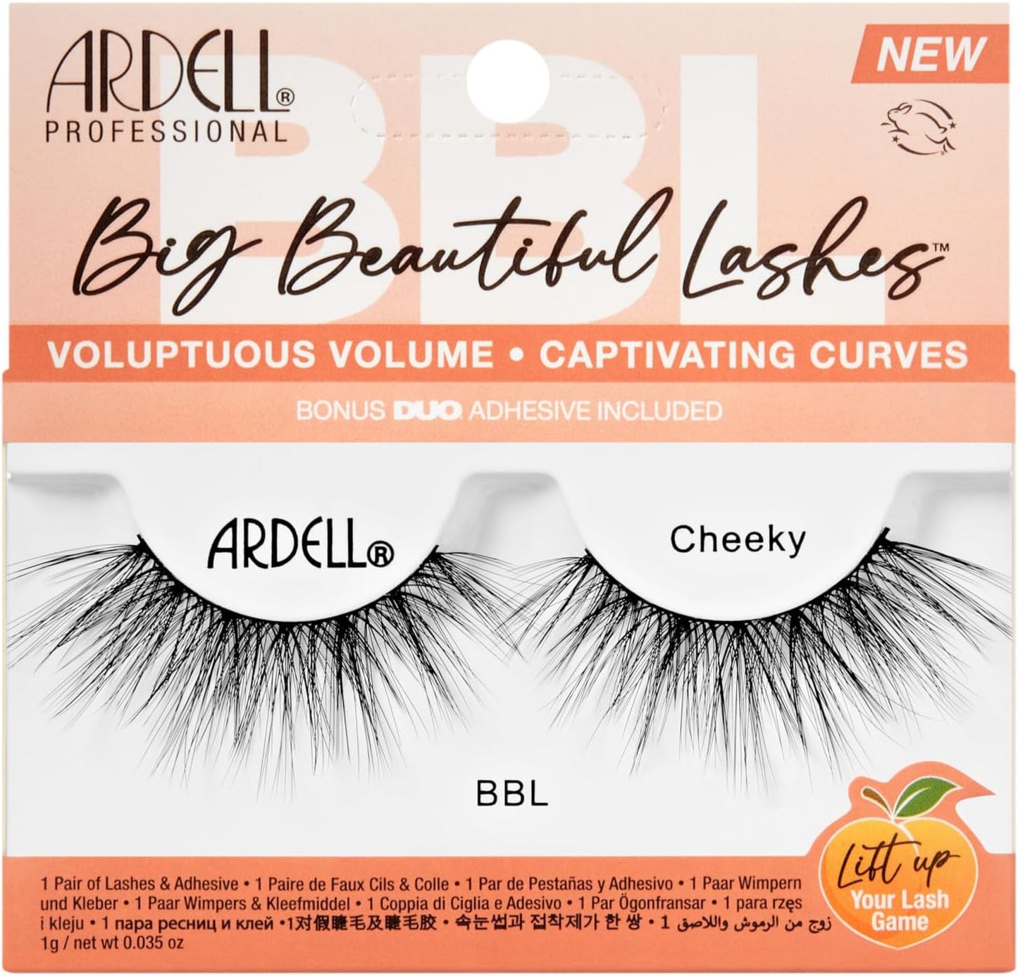 Ardell Big Beautiful Lashes Cheeky False Eyelashes, Duo Adhesive Included, Medium Volume, 21 mm Length, Vegan Friendly, 1 Pair (Pack of 1)