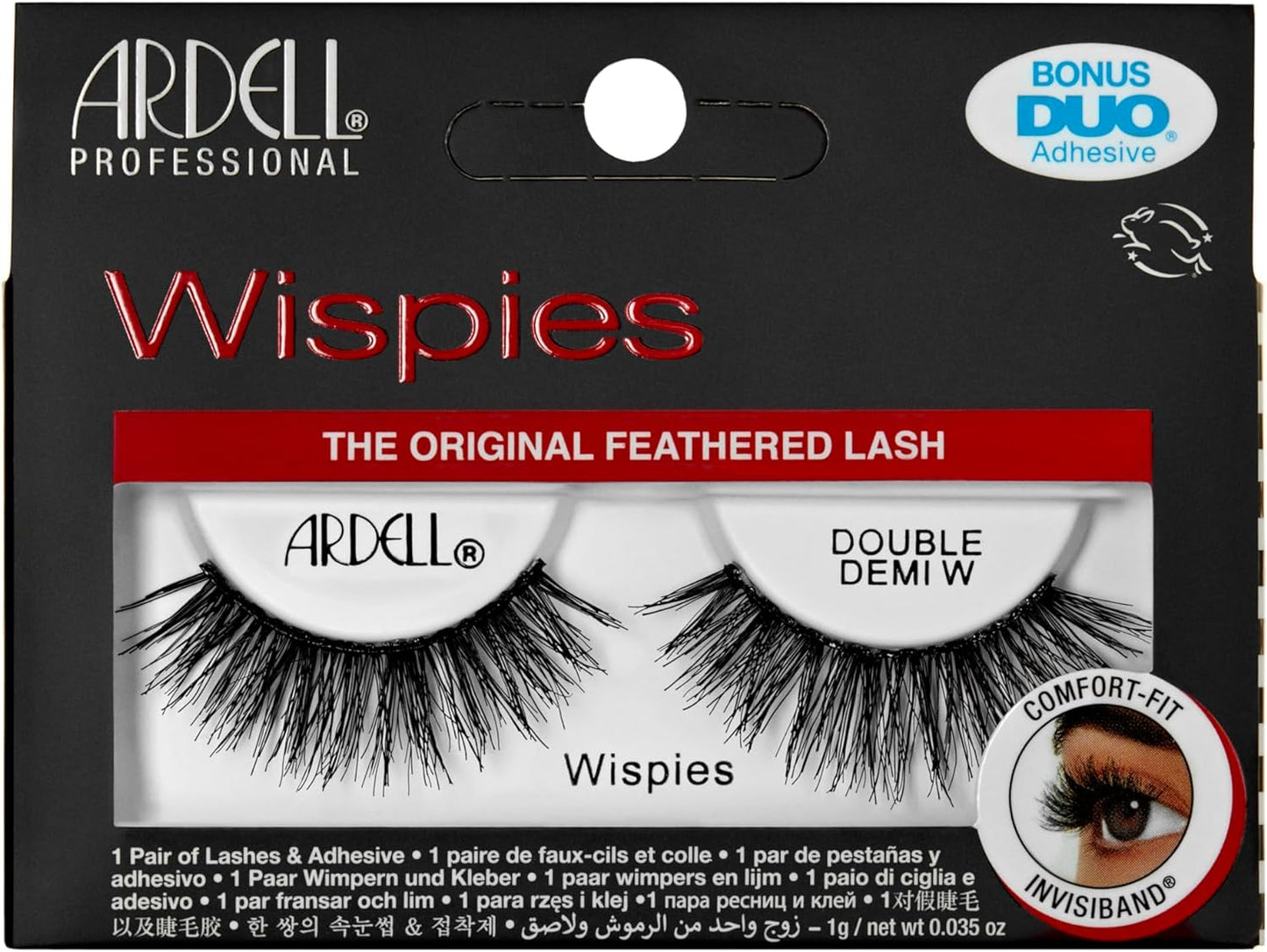 Ardell Double Demi Wispies False Eyelashes, Duo Adhesive Included, Full Volume Medium Length, Vegan Friendly, 1 Pair (Pack of 1)