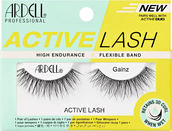 Ardell Active Lash Gainz False Eyelashes, Water-resistant, Light Volume, Medium Length, Vegan Friendly, 1 Pair (Pack of 1)