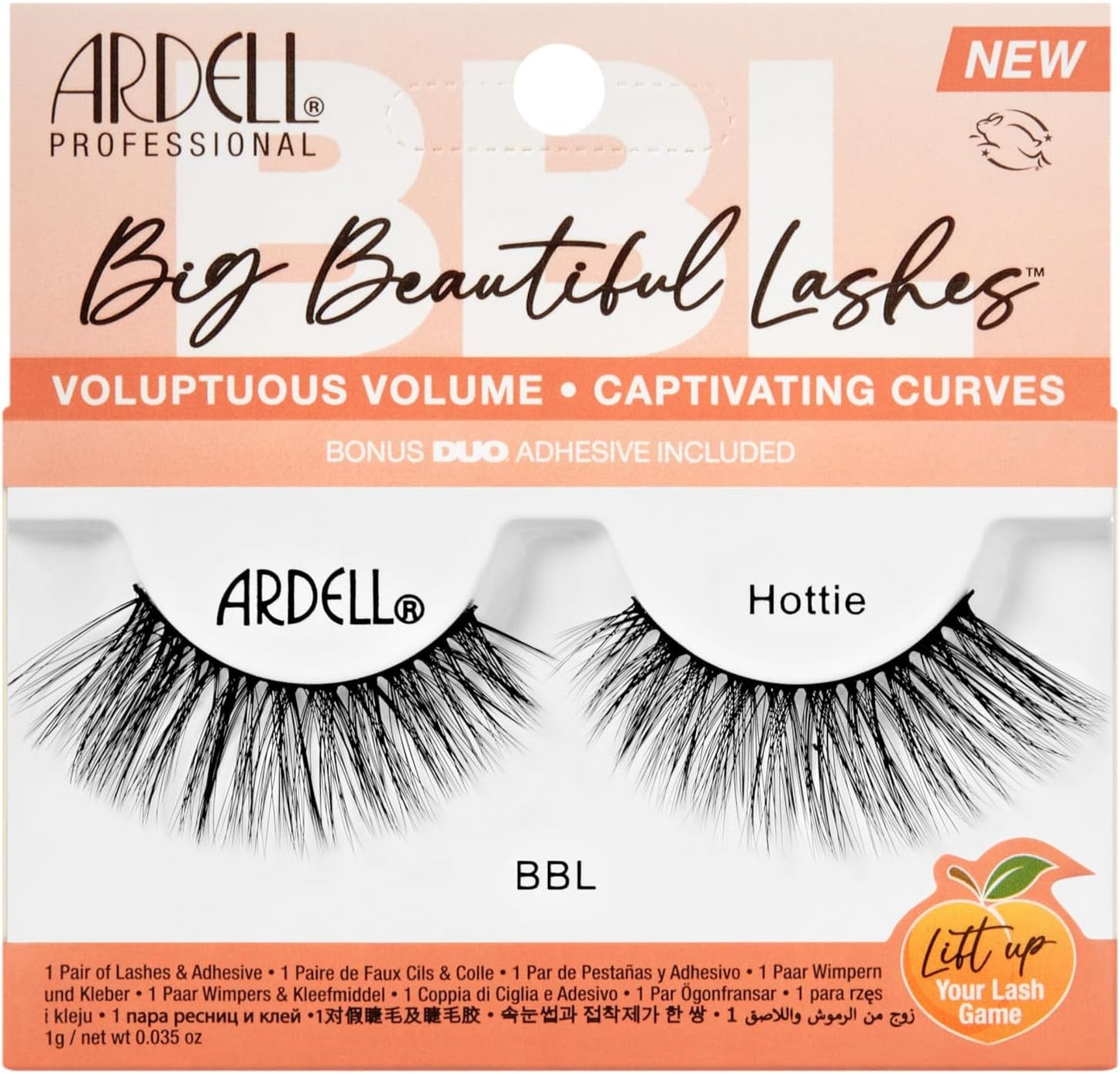 Ardell Big Beautiful Lashes Hottie False Eyelashes, Duo Adhesive Included, Medium Volume, 20 mm Length, Vegan Friendly, 1 Pair (Pack of 1)