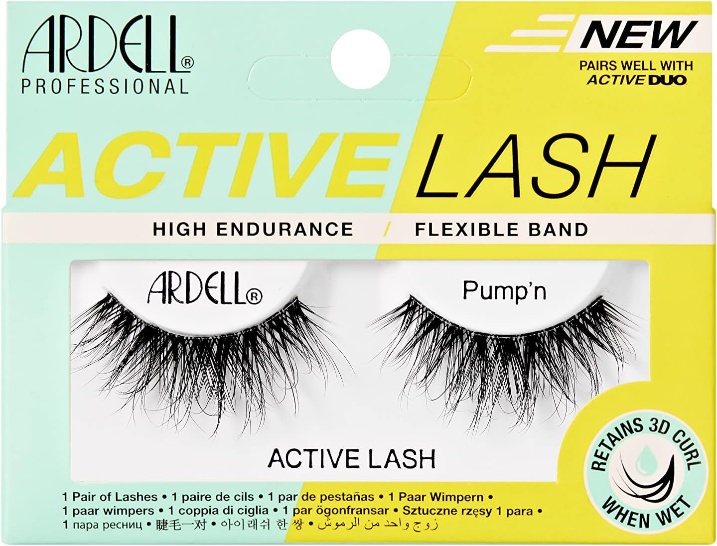 Ardell Active Lash Pump'n False Eyelashes, Water-resistant, Medium Volume and Length, Vegan Friendly, 1 Pair (Pack of 1)