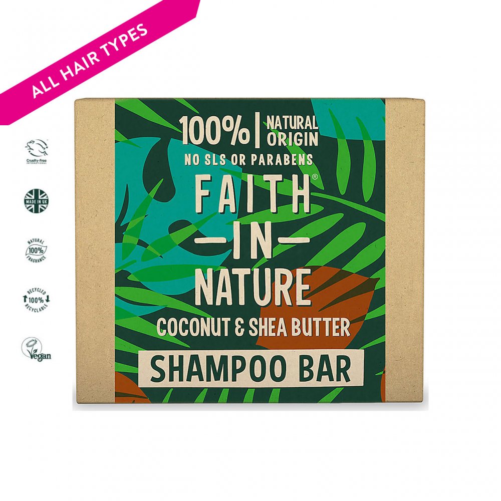 Faith in Nature Coconut and Shea Butter Shampoo Bar, 85g