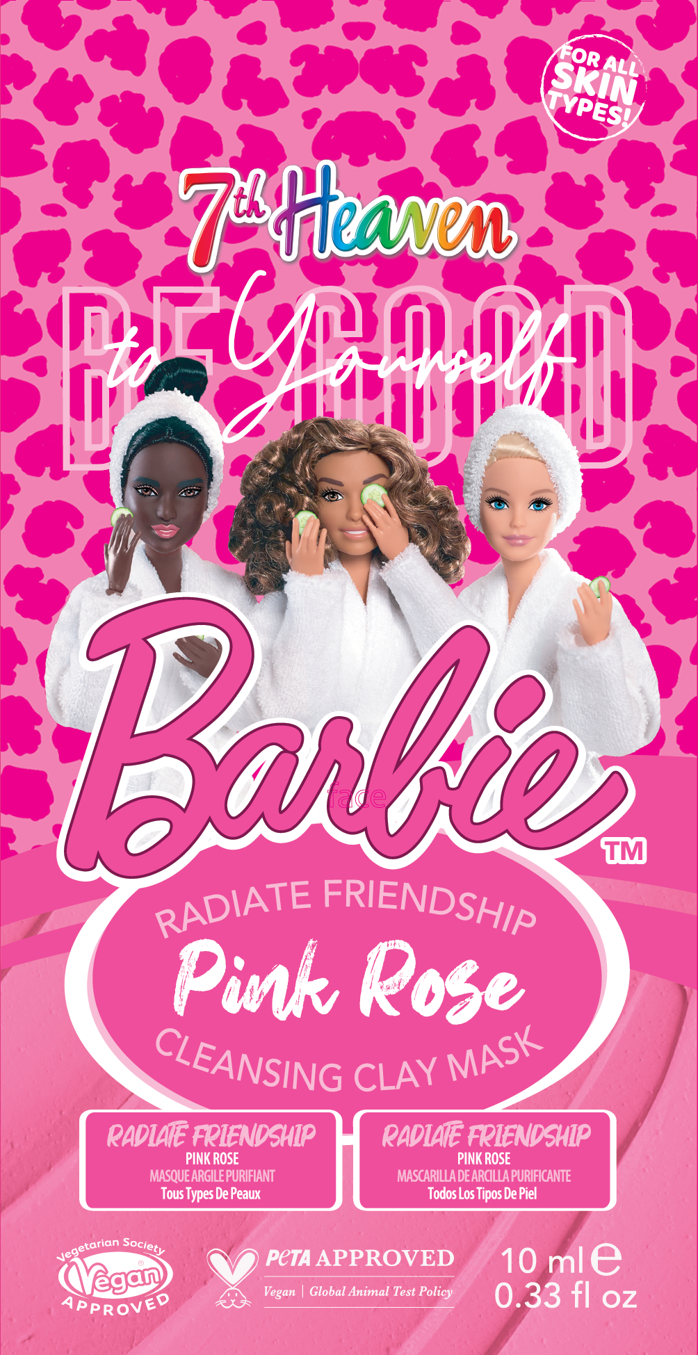 7th Heaven X Barbie 'Strong Girls Make Waves' Vegan Pink Neon Peel Off Face Mask  Suitable for all skin types
