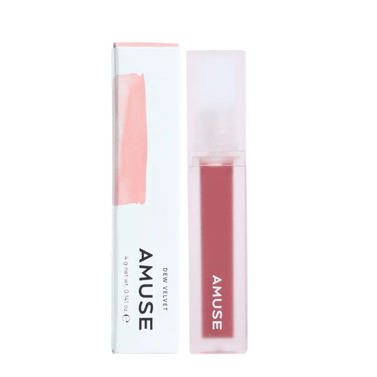 AMUSE Dew Velvet Semi Matt Fresh Dewy Velvet Texture Korean Makeup Transfer-proof Non-sticky Lipstick glossy Vegan 10 Rose Boksoonga (Rose Peach) 4g