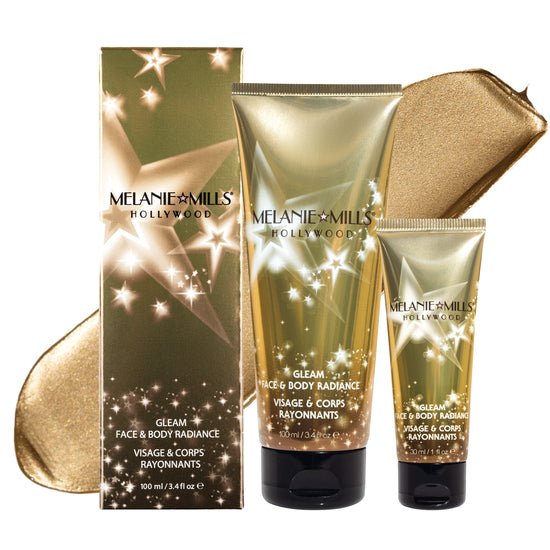 Melanie Mills Hollywood Gleam Body Radiance All In One Makeup, Moisturiser & Glow For Face & Body Disco Gold