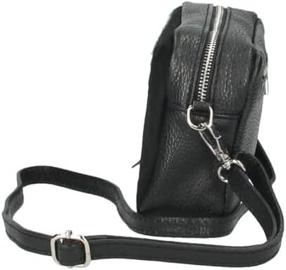 Italian leather crossbody messenger sling bag with tassel for women - Black