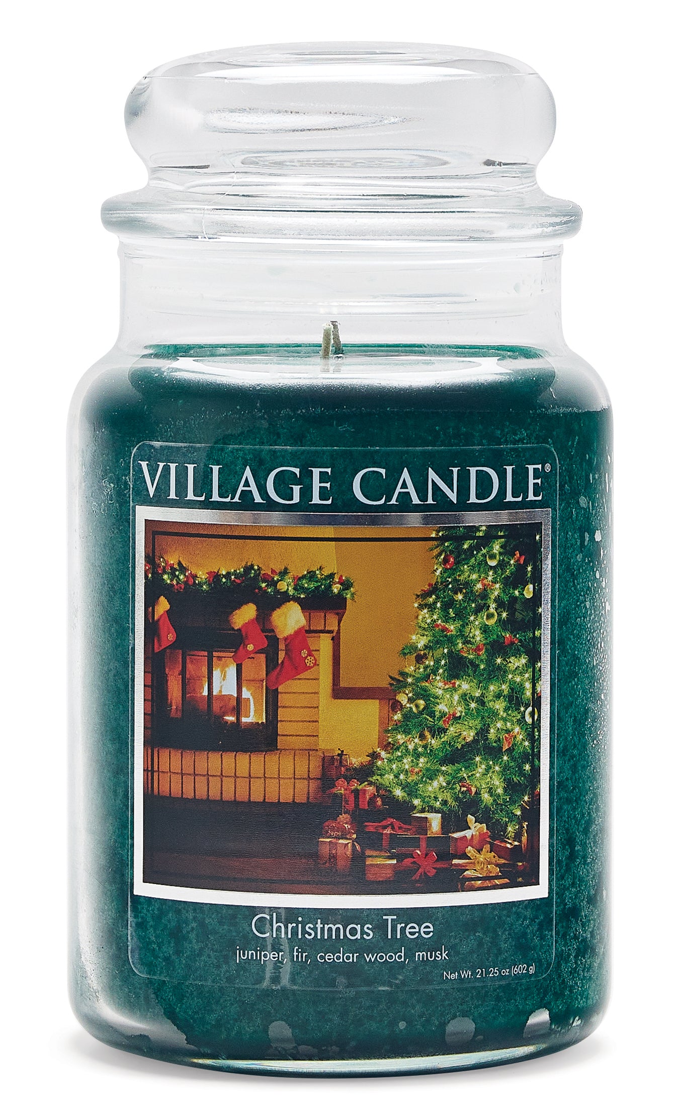 Village Candle -Christmas Tree - Large Glass Dome