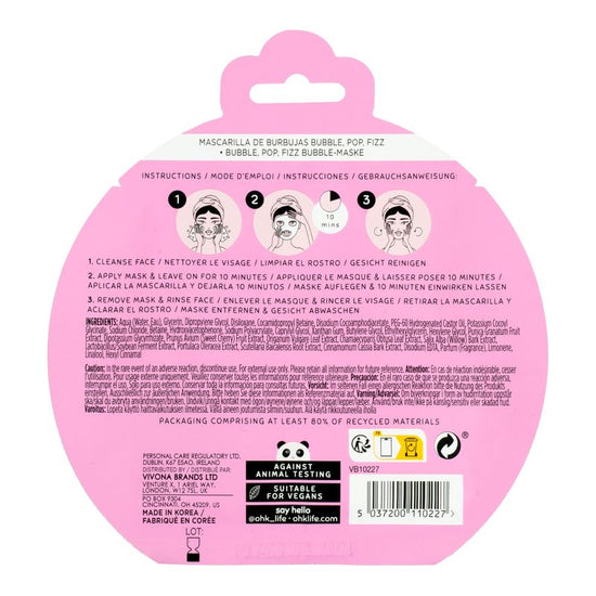 Oh K! Bubble Pop Fizz Bubble Face Mask