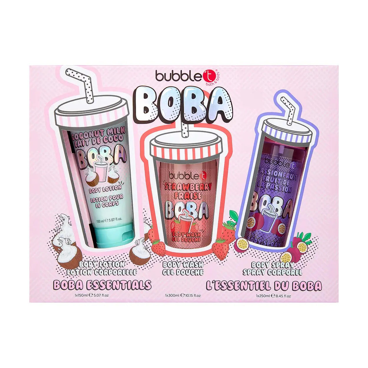 Bubble T Boba Tea Bathroom Essentials Gift Set - Set of 3