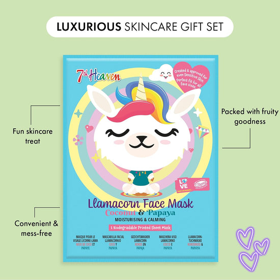 7th Heaven Go Wild Animal Face Sheet Mask Gift Set – 5 Fun Hydrating Masks for Kids with Coconut, Apple, Aloe & Banana – Gentle on Sensitive Skin, Perfect for Sleepovers & Party Bags – Cruelty-Free