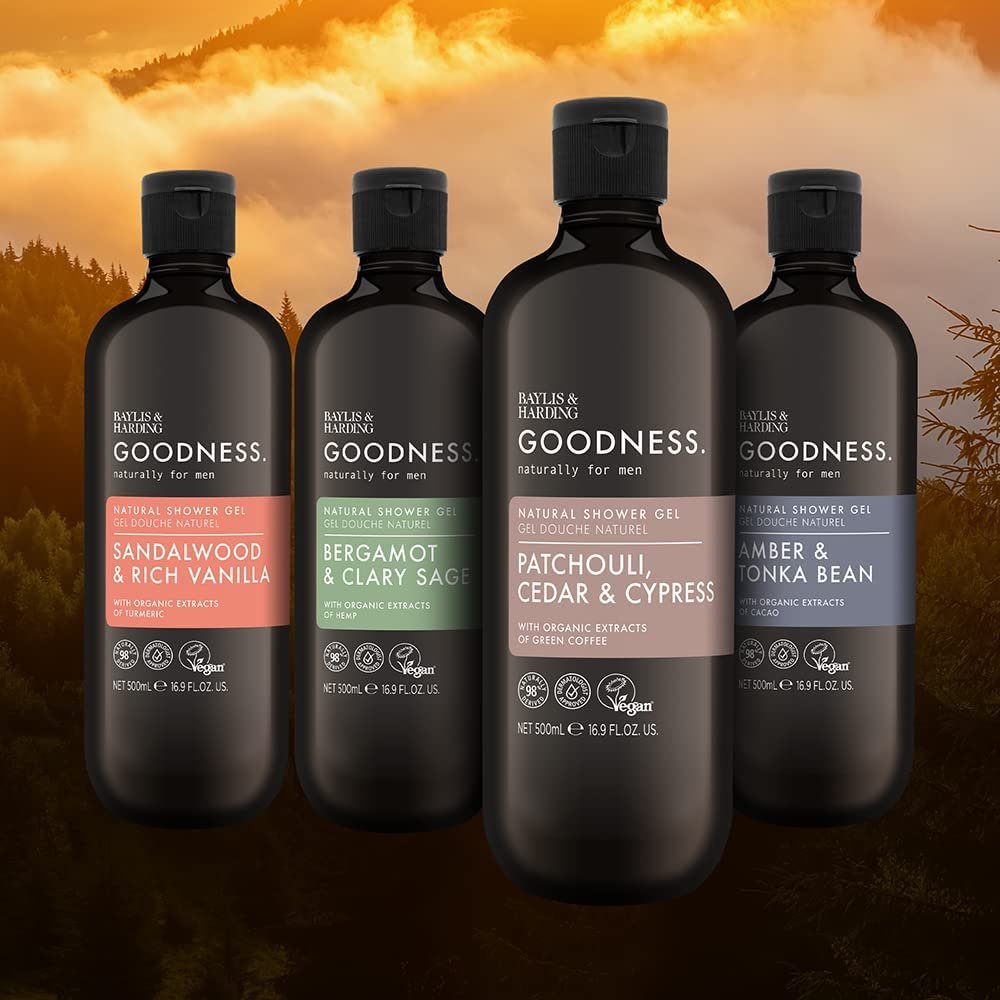 Baylis & Harding Goodness Men's Patchouli, Cedar & Cypress Natural Shower Gel, 500 ml