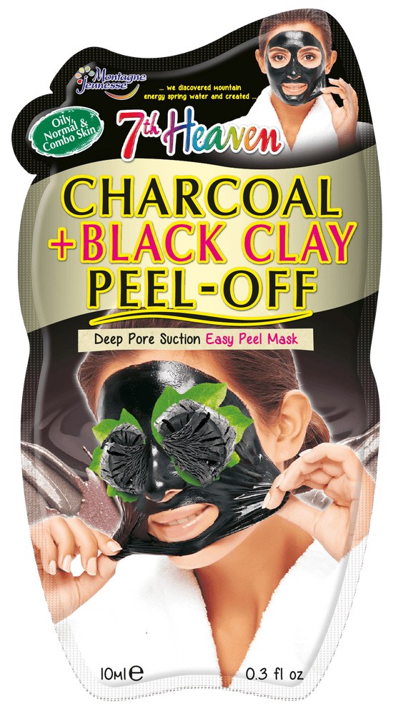 7th Heaven Charcoal and Black Clay Peel Off Mask 10ml for Deep Pore Suction on Oily, Normal or Combination Skin