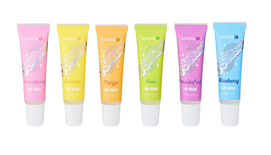 Bubble T Rainbow Lip Balm Collection Set – 6 Fruity  Flavours
