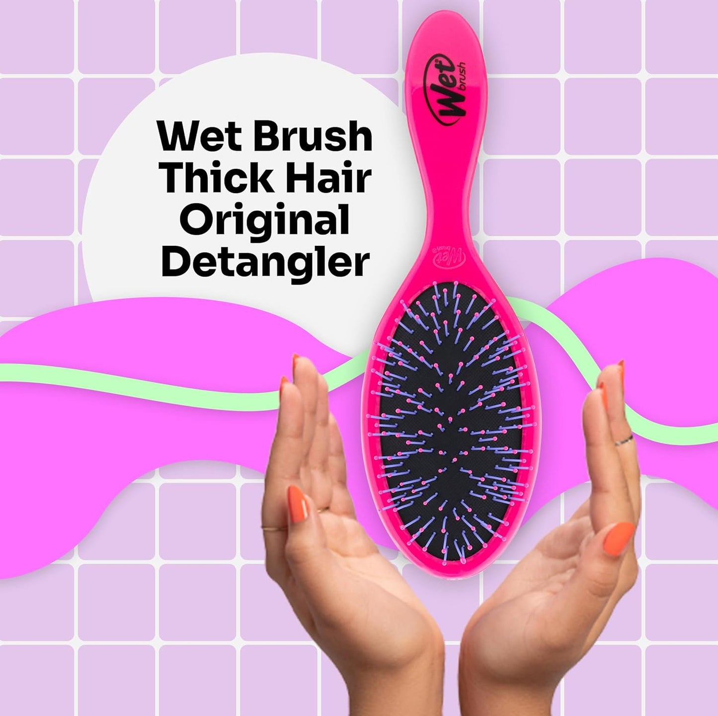 Wet Brush Custom Care Detangler Brush for Thick Hair Pink