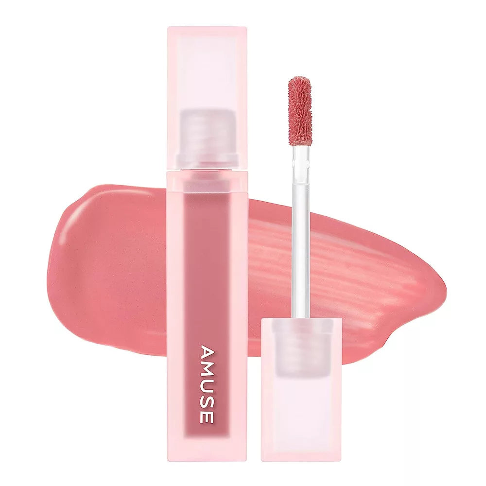 AMUSE Dew Velvet Semi Matt Fresh Dewy Velvet Texture Korean Makeup Transfer-proof Non-sticky Lipstick glossy Vegan 10 Rose Boksoonga (Rose Peach) 4g