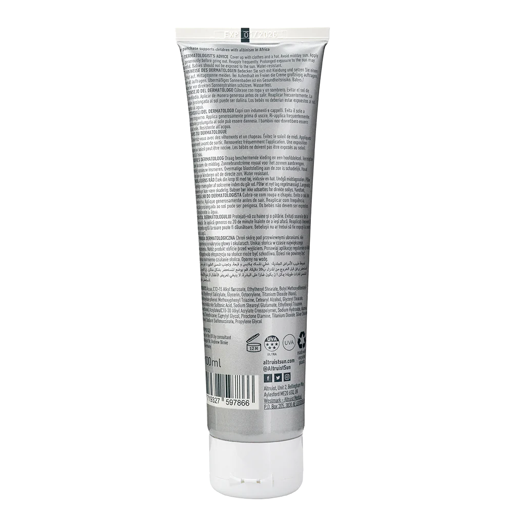 Altruist Sunscreen SPF50 Cream, 100ml