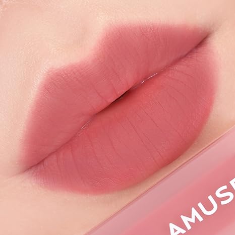 AMUSE Dew Velvet Semi Matt Fresh Dewy Velvet Texture Korean Makeup Transfer-proof Non-sticky Lipstick glossy Vegan 10 Rose Boksoonga (Rose Peach) 4g