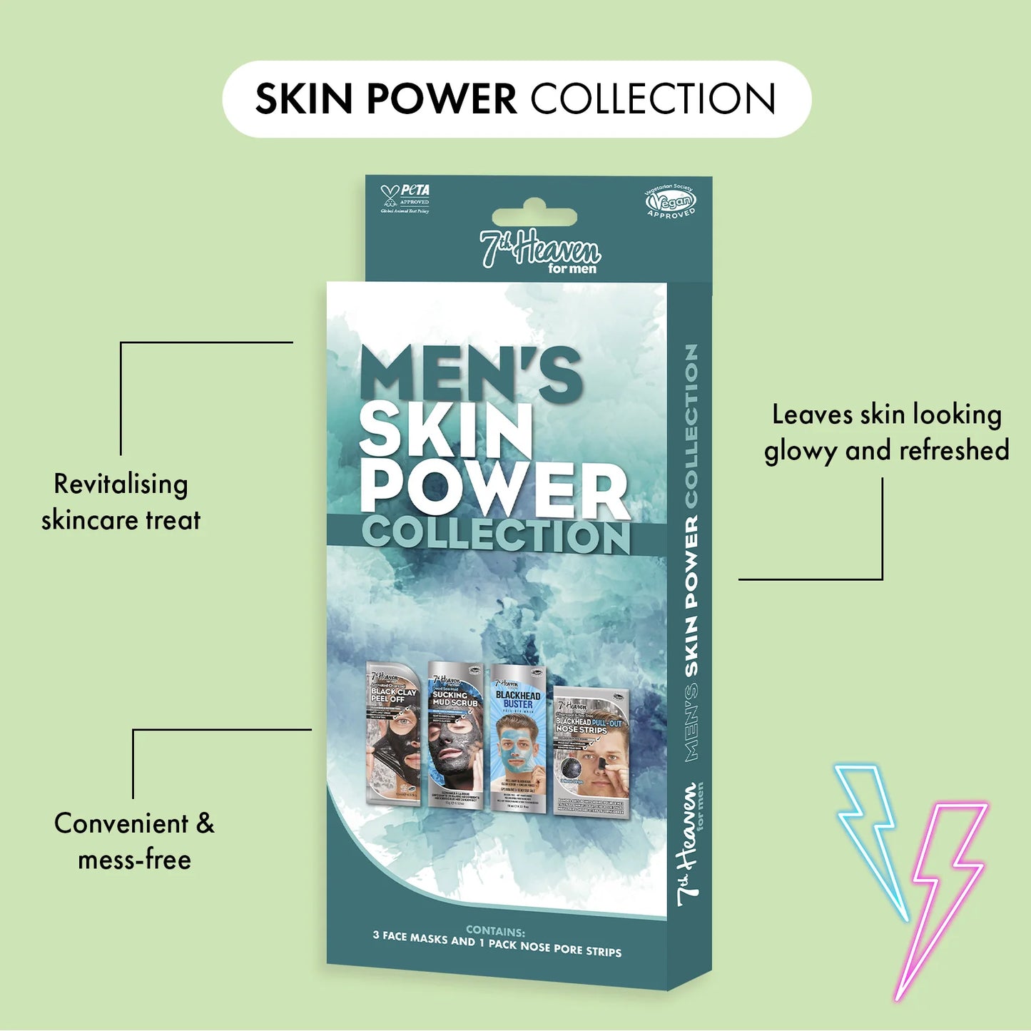 7th Heaven Men’s Skin Power Gift Set - Energises & Revives Skin
