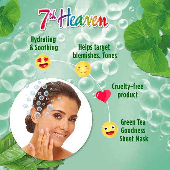 7th Heaven Bubble Tea Oxygen Mask Infused with Green Tea and Centella Asiatica to Hydrate, Soothe and Help Target Blemishes