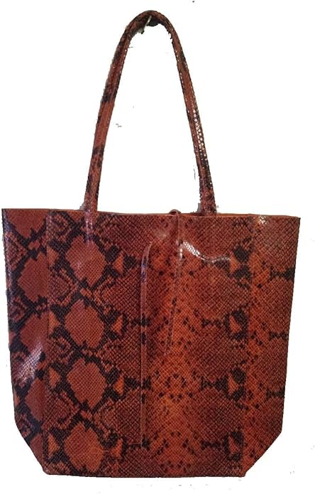 Ladies Italian Large Calf Leather Snake Slouch Hobo Shopper Shoulder Tote Handbag