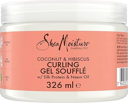 SheaMoisture Coconut & Hibiscus Curling Gel Soufflé no silicones or sulphates for thick, curly hair 326 ml
