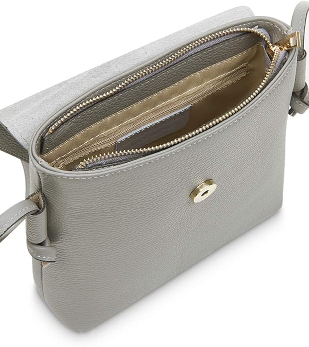 Ladies 100% Italian Real Soft Leather Crossbody Bag with Tassle in Denim Blue