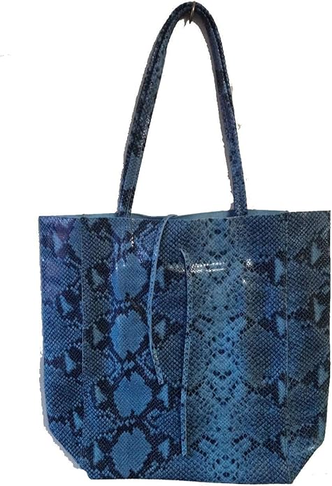 Ladies Italian Large Calf Leather Snake Slouch Hobo Shopper Shoulder Tote Handbag