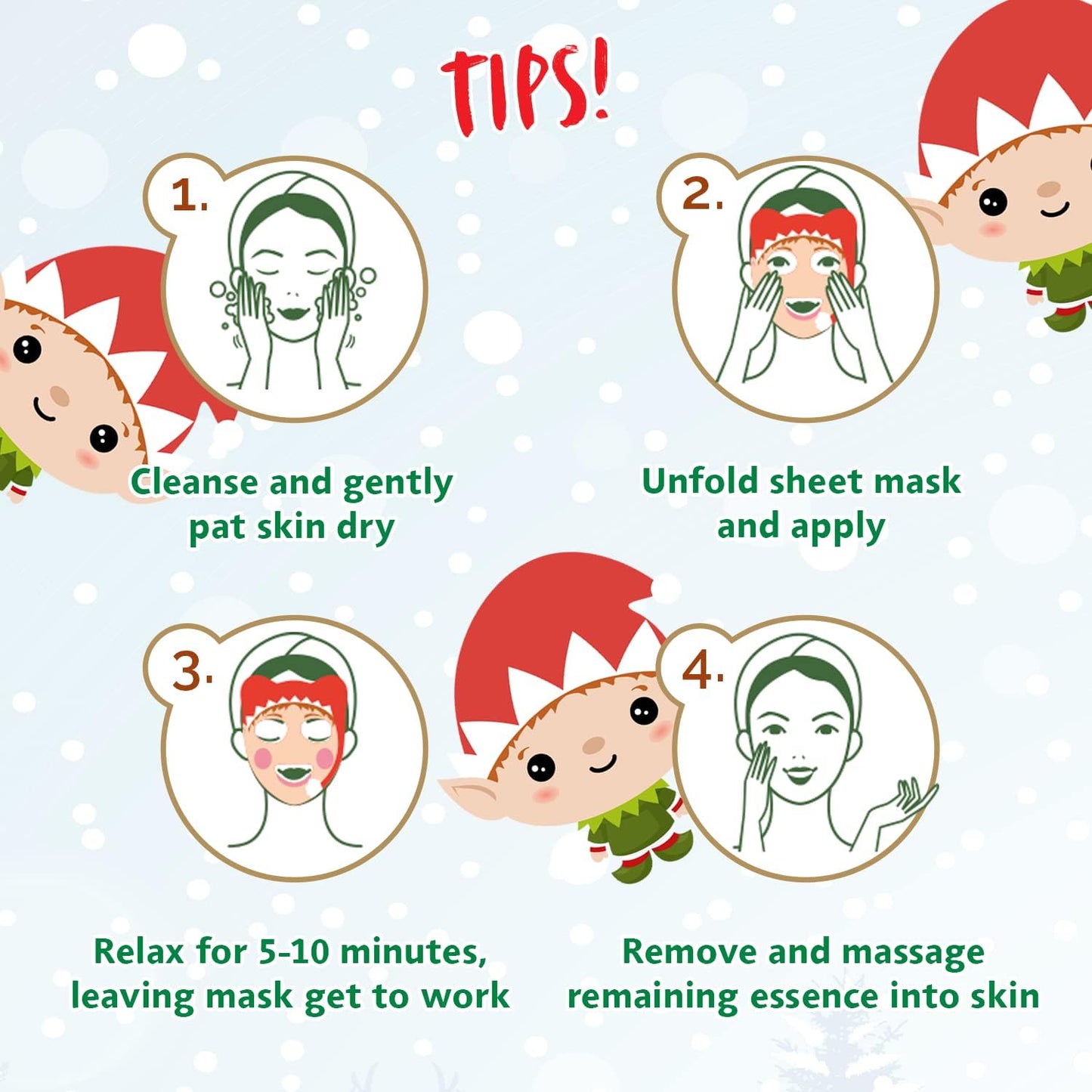 7th Heaven Winter Wonderland Elf Face Mask, Hydrating Face Mask for Sensitive Skin, For Children Age 8+, Cruelty Free Sheet Masks