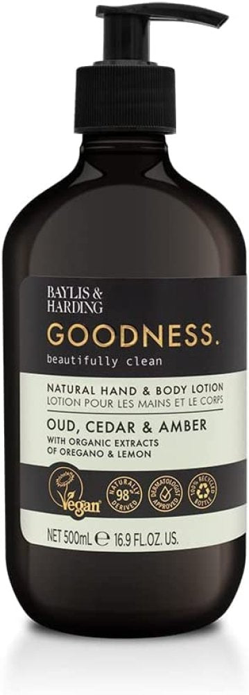 Load image into Gallery viewer, Baylis &amp;amp; Harding Goodness Oud Cedar and Amber Hand and Body Lotion

