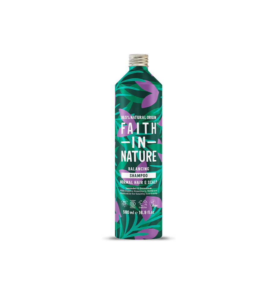 Faith in Nature Lavender and Geranium Shampoo in a Metal Bottle 500ml