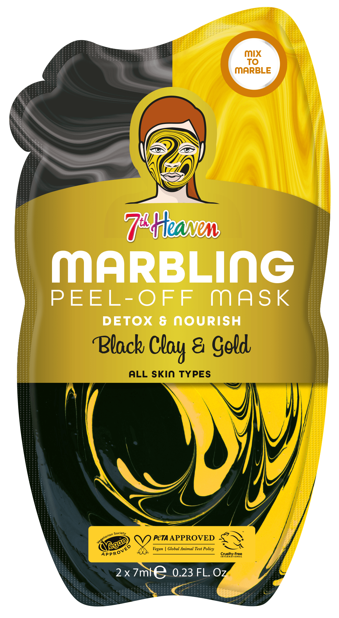 Load image into Gallery viewer, 7th Heaven Black and Gold Marbling Peel-Off Masque
