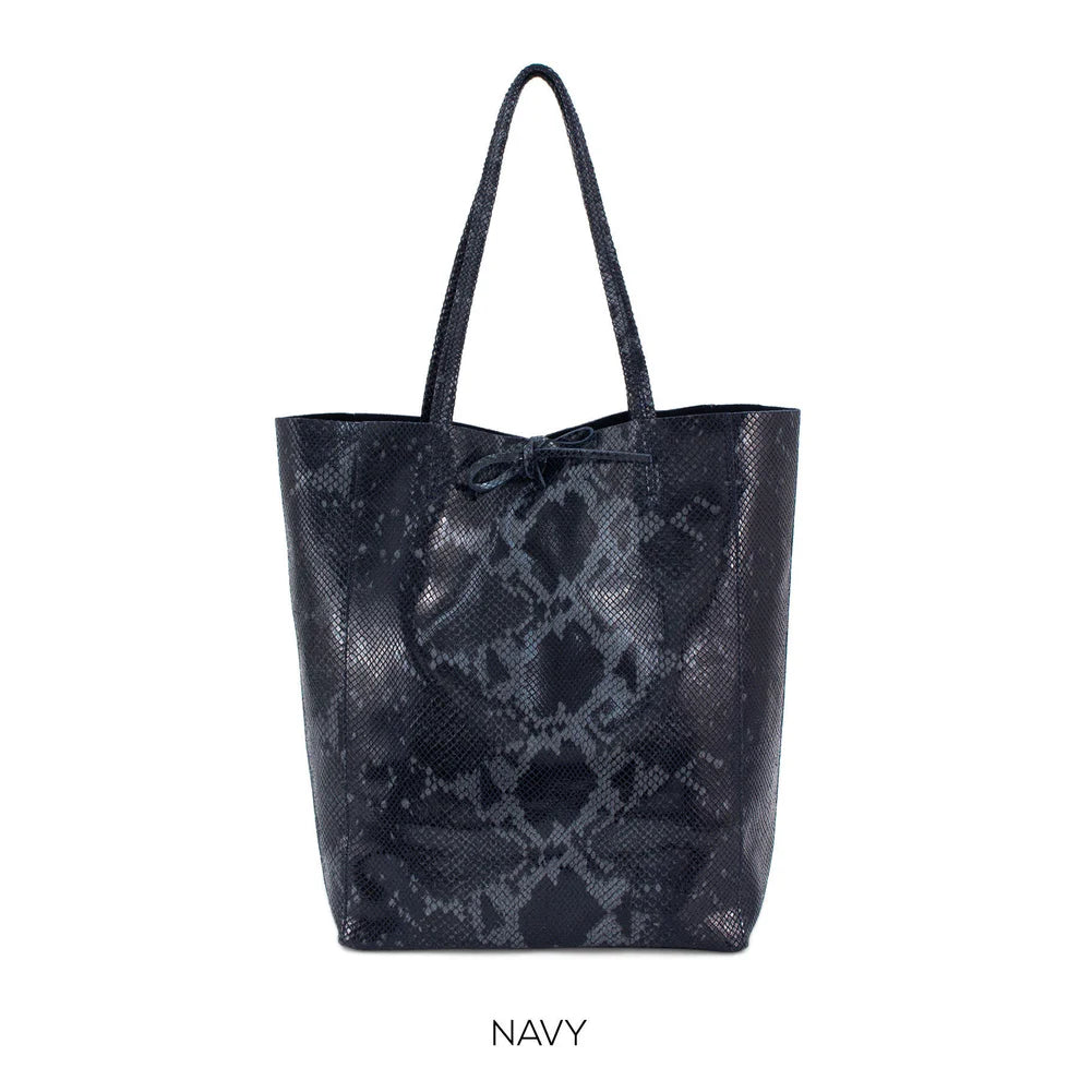 Ladies Italian Large Calf Leather Snake Slouch Hobo Shopper Shoulder Tote Handbag