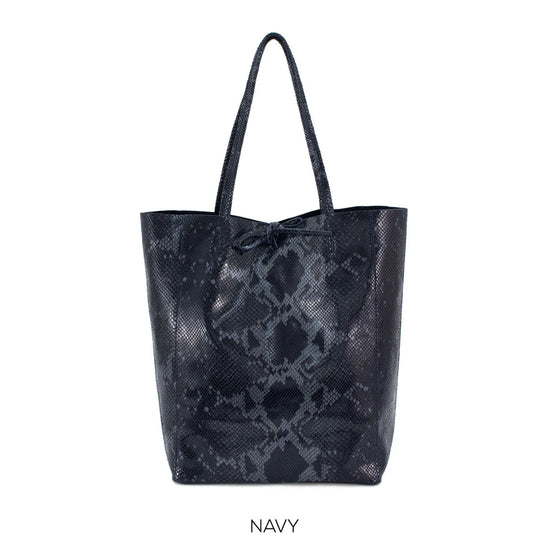 Ladies Italian Large Calf Leather Snake Slouch Hobo Shopper Shoulder Tote Handbag