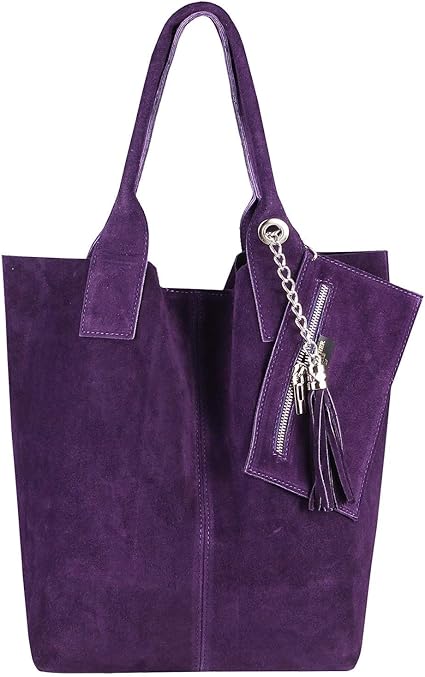 Italian Suede Leather Tote Bag