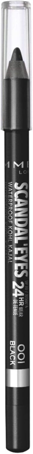 Rimmel London Scandal'eyes Eyeliner - Waterproof Khol - 24hr Wear, Smudge-proof - Ultra Smooth & Creamy Formula - High Intensity Colour - 001 Black - 1.3g