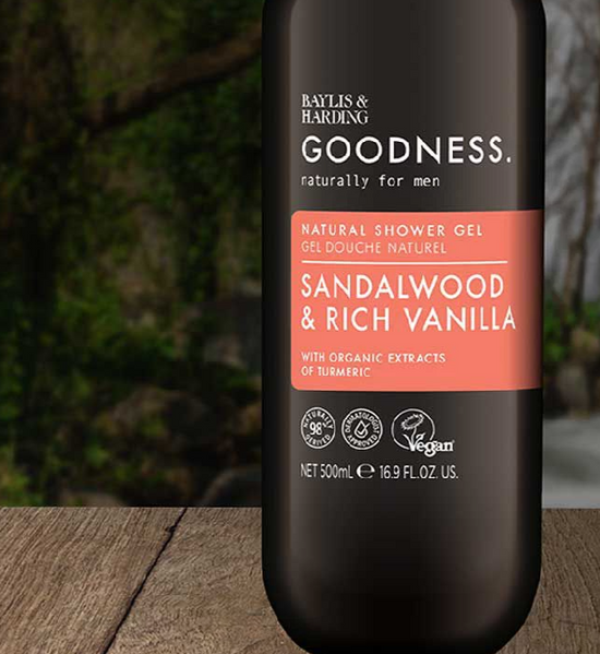 Baylis & Harding Goodness Mens Sandalwood & Rich Vanilla Shower Gel, 500ml