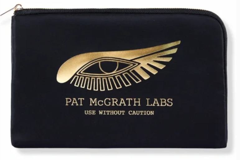 Load image into Gallery viewer, Pat McGrath Labs USE WITHOUT CAUTION Black &amp;amp; Gold Makeup Bag Pouch NEW
