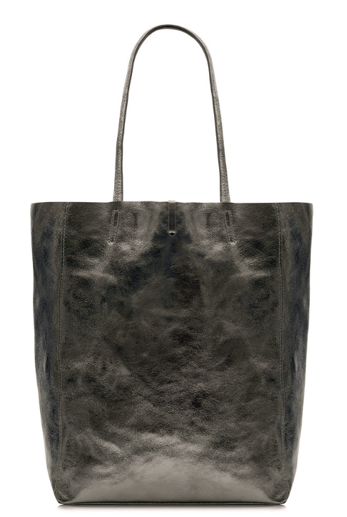 Ladies Soft Italian Real Leather Metallic Shopper Tote Bags Women Girls College Shoulder Handbags for Women