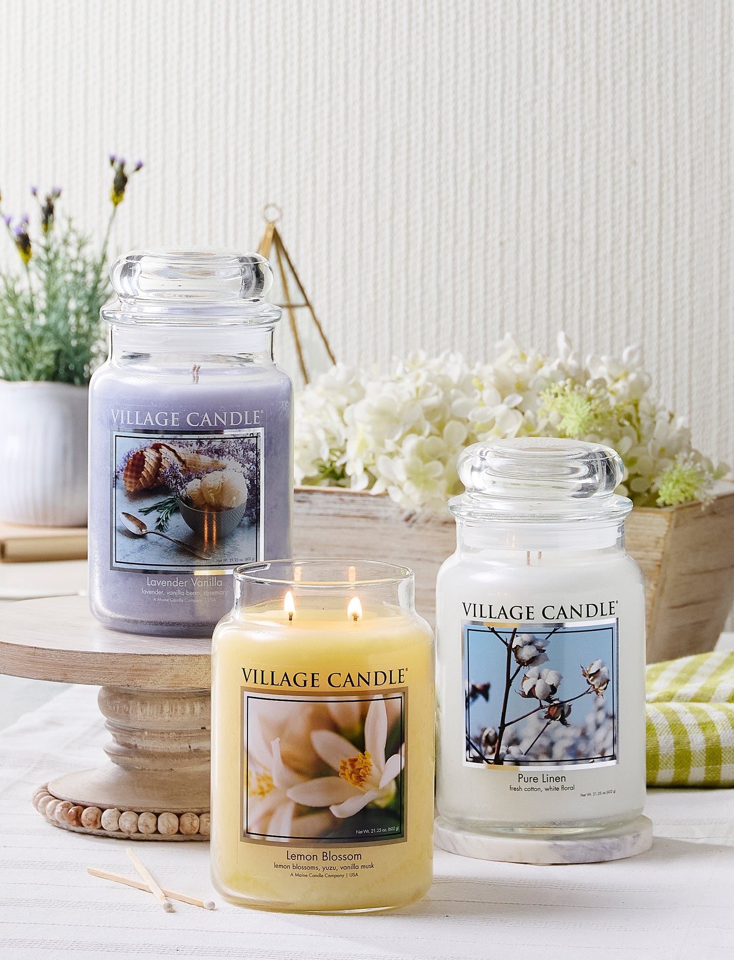 Village Candle - Pure Linen - Large Glass Dome
