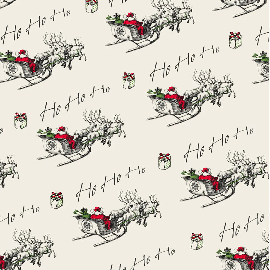 Uniqueco Printed FSCM Vintage Christmas Santa's Sleigh Gift Wrap