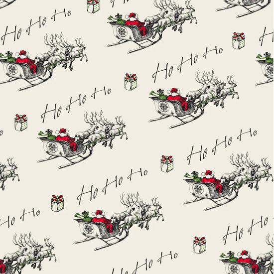 Uniqueco Printed FSCM Vintage Christmas Santa's Sleigh Gift Wrap