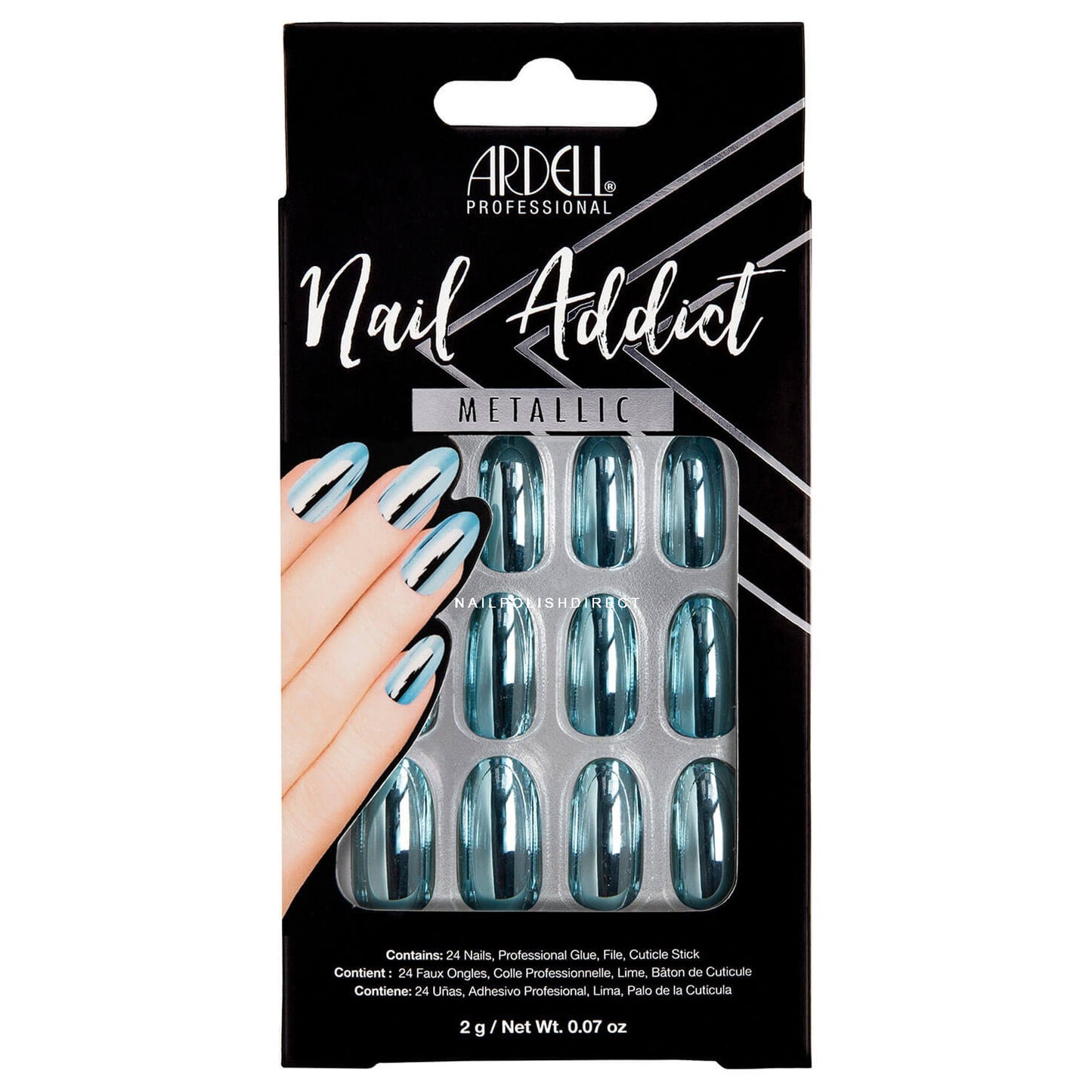Ardell Nail Addict Metallic False Nails - Metallic Blue (24 Nails)