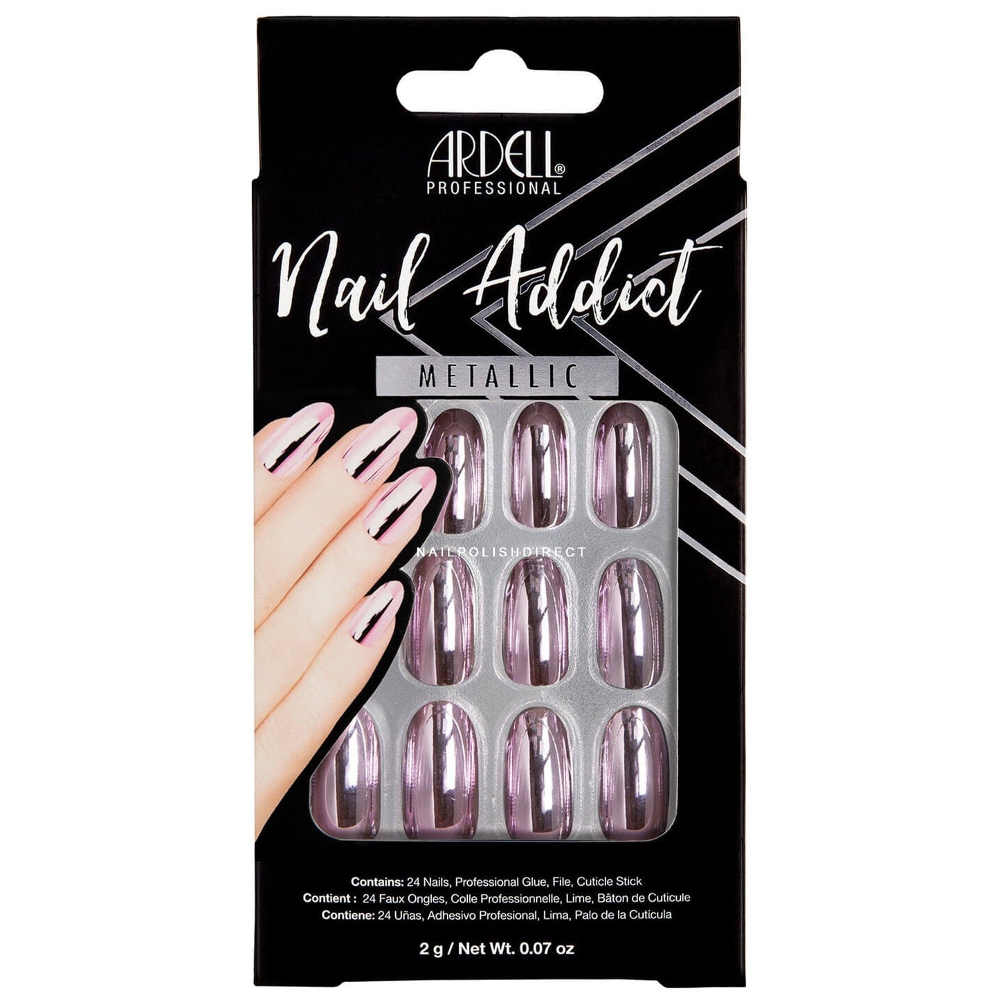 Ardell Nail Addict Metallic False Nails - Metallic Pink (24 Nails)