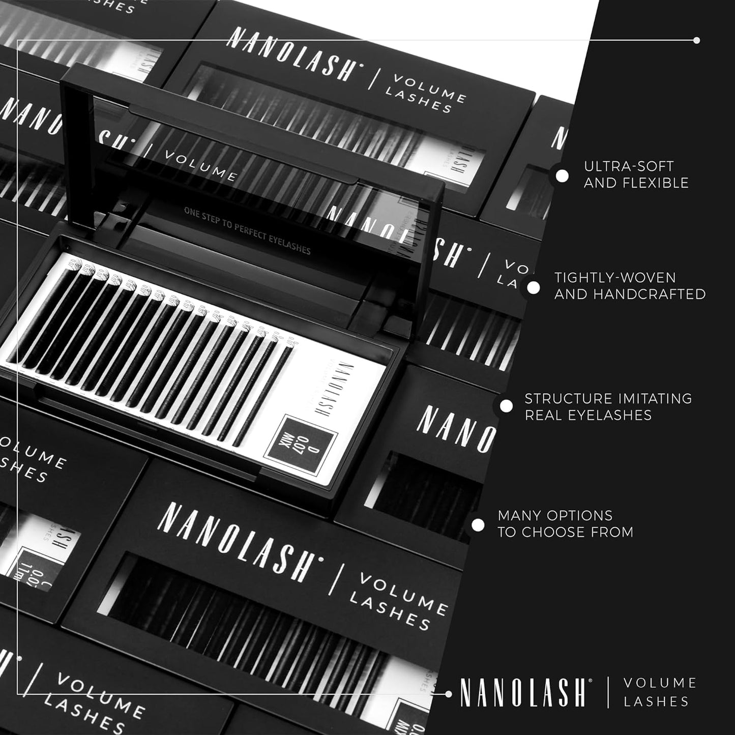 Nanolash Volume Lashes - false lashes for professional eyelash extensions, volume eyelash extensions (0.05 D, 9mm)