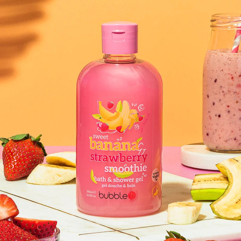 Load image into Gallery viewer, Bubble T Cosmetics Banana and Strawberry Smoothie Body Wash

