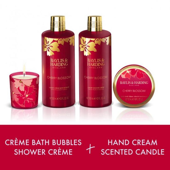 Baylis & Harding Boudoire Cherry Blossom Luxury Candlelit Bathing Gift Set - Vegan Friendly