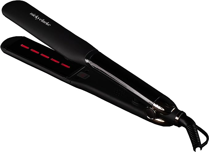 Nicky Clarke Infrared Pro Hair Straightener, Titanium Plates, Heat Balance and Infrared Technology, LED Display & 10 Temperature Settings, 2.5m Cable, Black