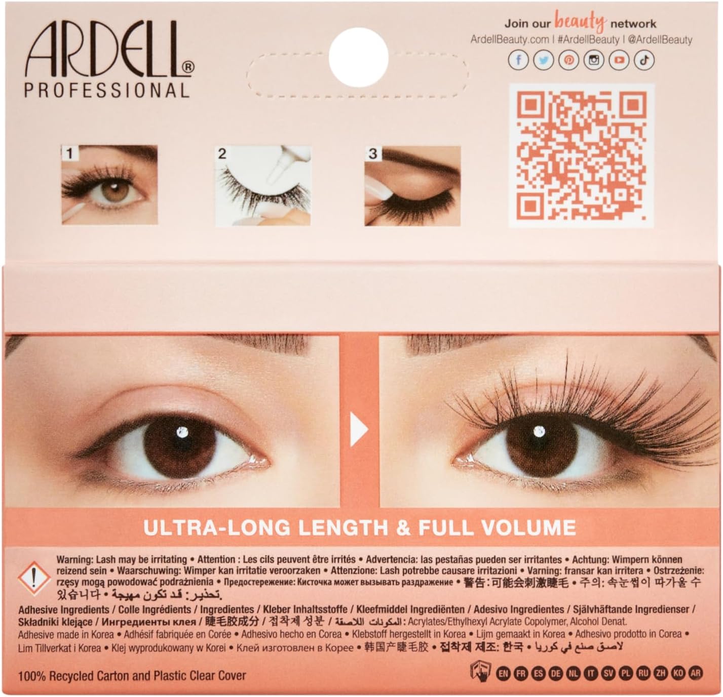 Ardell Big Beautiful Lashes Cheeky False Eyelashes, Duo Adhesive Included, Medium Volume, 21 mm Length, Vegan Friendly, 1 Pair (Pack of 1)