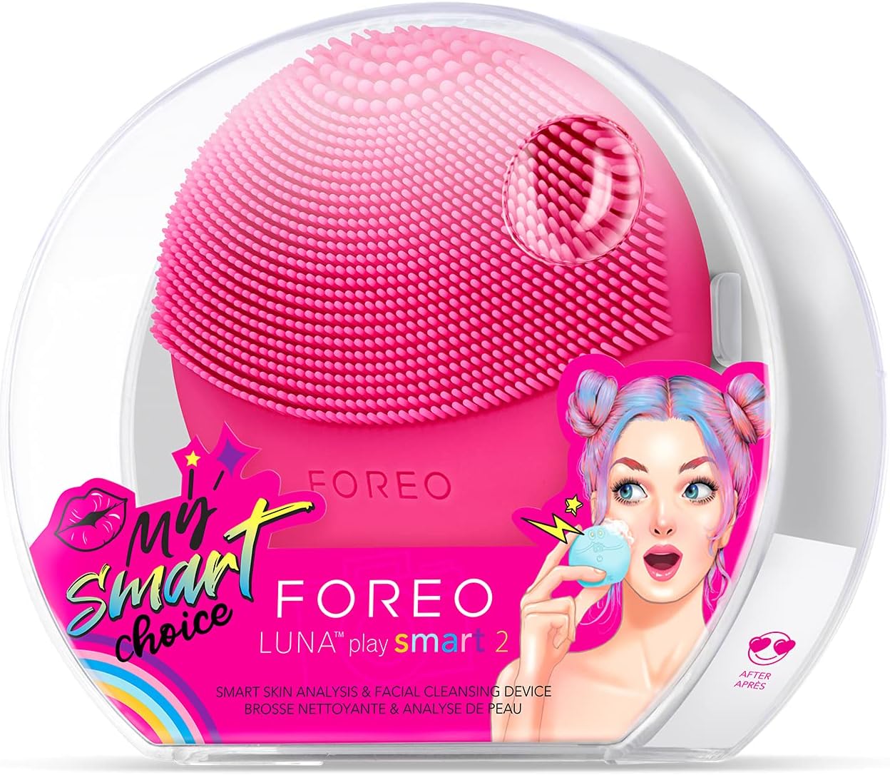FOREO LUNA play smart 2 - Facial Cleansing Brush - 2-in-1 Skin Analysis & Facial Cleanser - Travel Accessories - Silicone Face Massager - Holiday Essentials - App-connected - Cherry Up