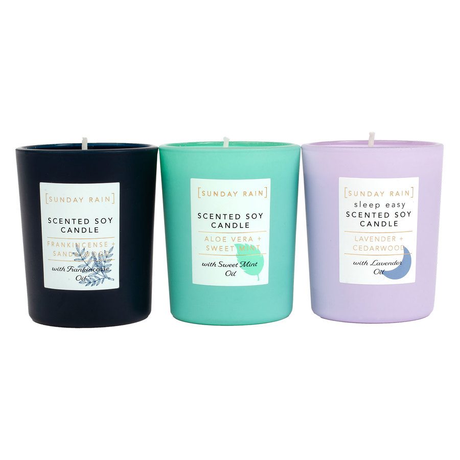 Sunday Rain Mini Scented Candle Trio